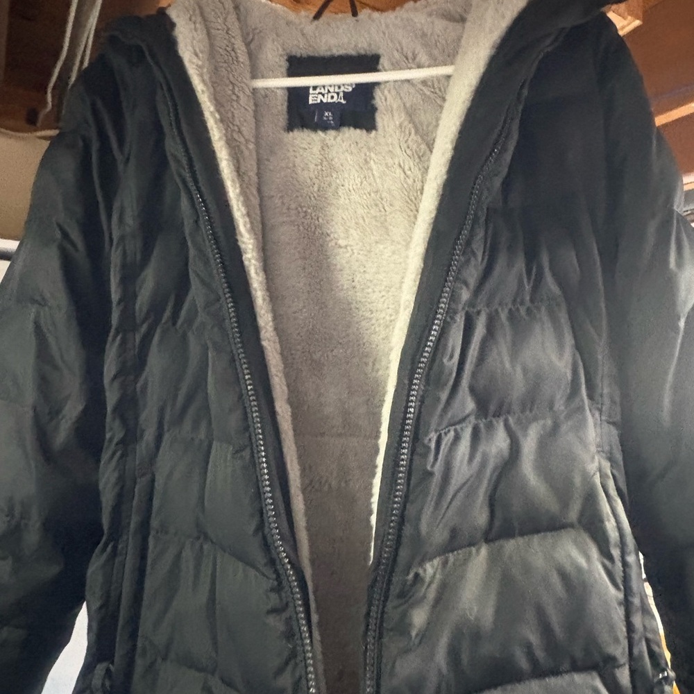 Lands' End Women's Charcoal Puffer Coat
